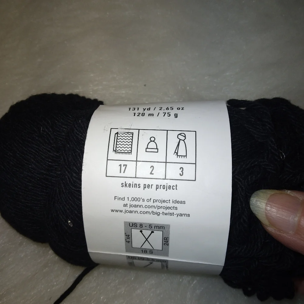 YARN Big Twist Cotton, 2.65 ounces in black